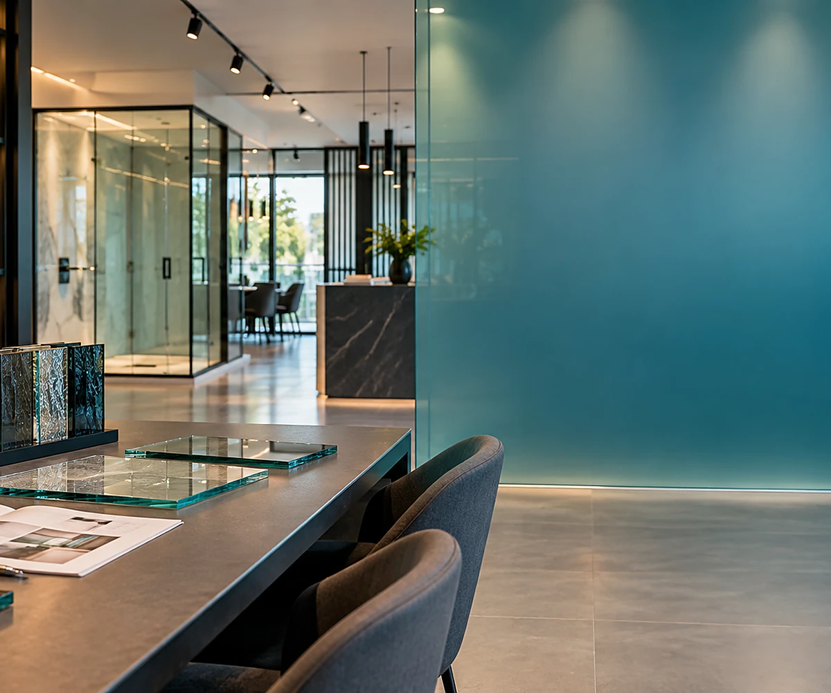 Ambiente contemporâneo com soluções em vidro