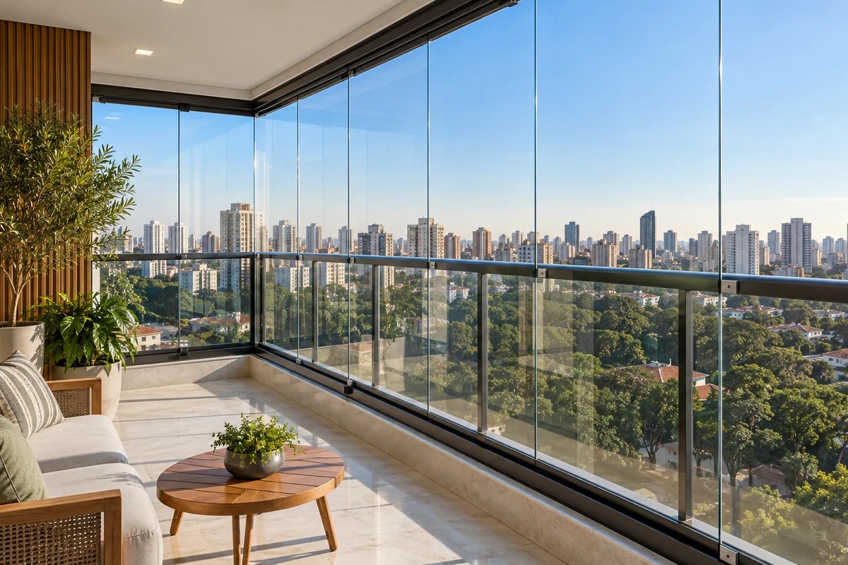 Envidraçamento de Sacadas em projeto de vidraçaria