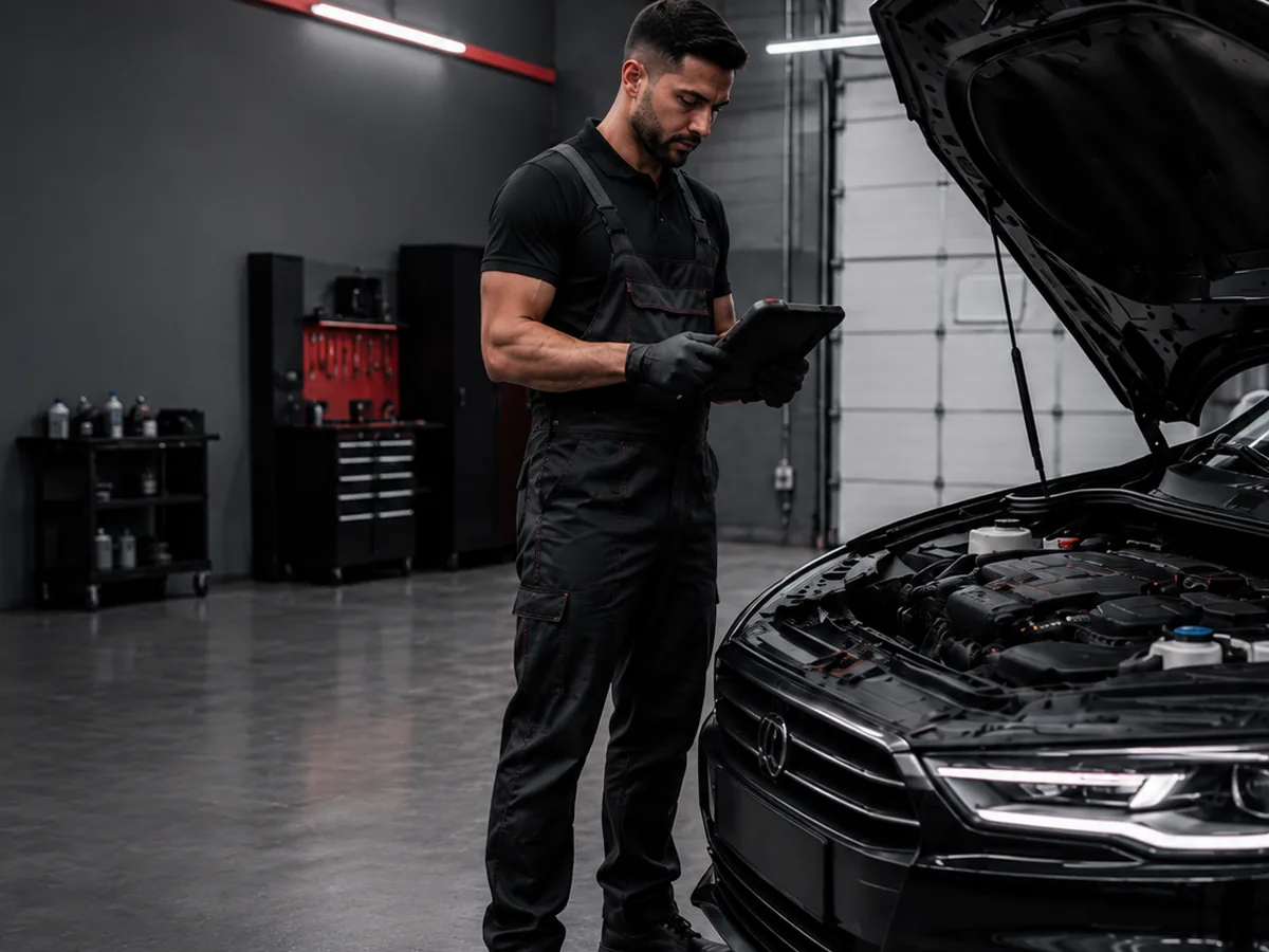 Diagnóstico técnico com veículo na oficina da MR Reparos